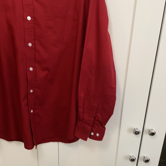 Men’s Burgundy Button Front Long Sleeved Shirt LG FIRM PRICE - Picture 2 of 5